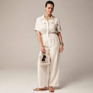 NWT J. Crew Linen Jumpsuit in Natural size 12